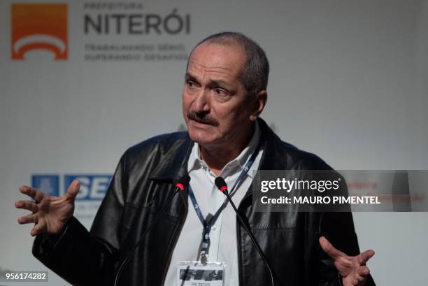 Brazil's presidential pre-candidate for the Solidariedade party, Aldo Rebelo, speaks during the National Mayors Meeting in the city of Niteroi, Rio...