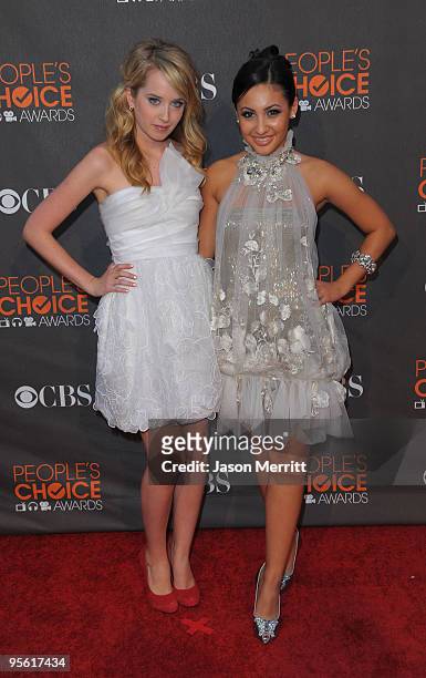 Actress Megan Park and Francia Raisa arrive at the People's Choice Awards 2010 held at Nokia Theatre L.A. Live on January 6, 2010 in Los Angeles,...