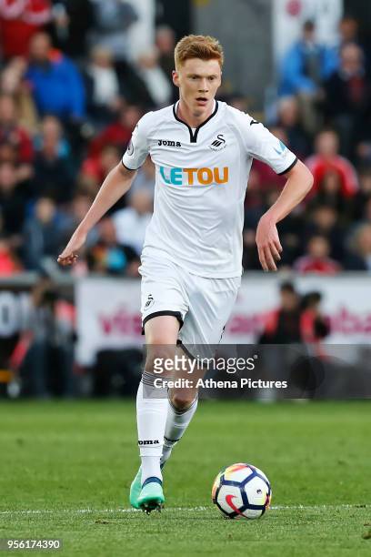Sam Clucas of Swansea City in action during the Premier League match between Swansea City and Southampton at The Liberty Stadium on May 08, 2018 in...