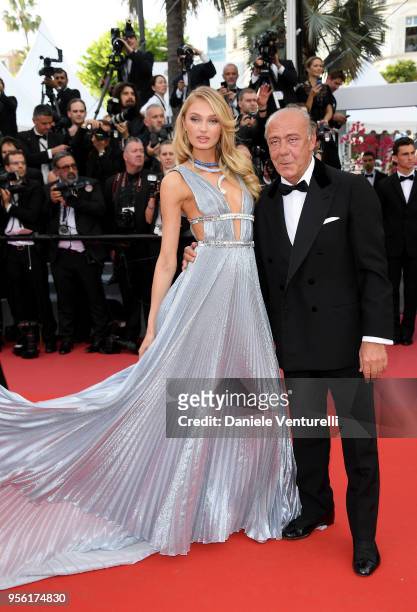 Romee Strijd and Fawaz Gruosi attend the screening of "Everybody Knows " and the opening gala during the 71st annual Cannes Film Festival at Palais...