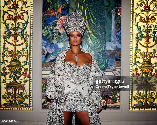 Rihanna attends Heavenly Bodies: Fashion & The Catholic Imagination Costume Institute Gala at The Metropolitan Museum of Art on May 7, 2018 in New...