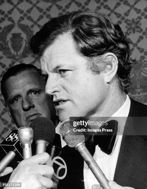 Ted Kennedy speaks during the American Cancer Society dinner at the Waldorf in New York City on June 4th, 1974.