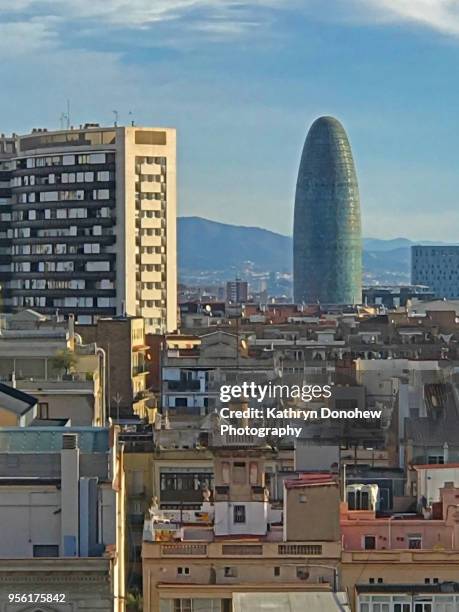 barcelona rooftop views - barcelona cityscape stock pictures, royalty-free photos & images