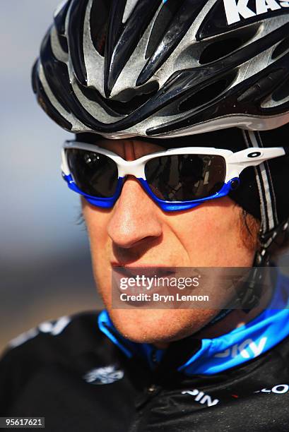 Bradley Wiggins of Great Britain and Team SKY prepares to train with his team mates on a Team SKY Training Camp on January 6, 2010 in Valencia, Spain.