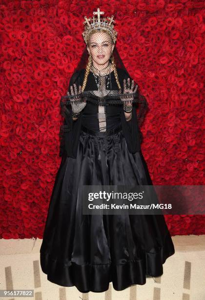 Madonna attends the Heavenly Bodies: Fashion & The Catholic Imagination Costume Institute Gala at The Metropolitan Museum of Art on May 7, 2018 in...