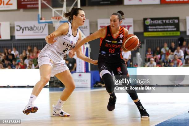 Michel Sarah of Bourges and Peters Haley of Lyon during the Women's League, Semi Final Second Leg match between Lyon Asvel Feminin and Tango Bourges...