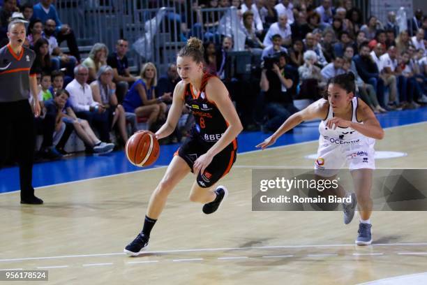 Johannes Marine of Bourges and Franchelin Coline of Lyon during the Women's League, Semi Final Second Leg match between Lyon Asvel Feminin and Tango...