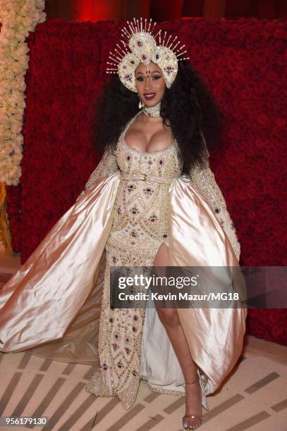 Cardi B attends the Heavenly Bodies: Fashion & The Catholic Imagination Costume Institute Gala at The Metropolitan Museum of Art on May 7, 2018 in...