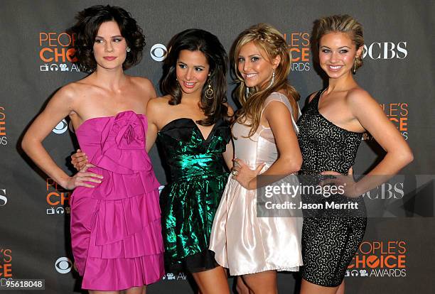 Actresses Chelsea Hobbs, Josie Loren, Cassie Scerbo and Ayla Kell arrives at the People's Choice Awards 2010 held at Nokia Theatre L.A. Live on...