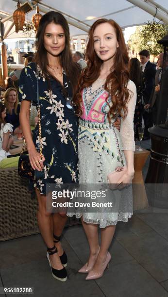 Sarah Ann Macklin and Olivia Grant attend the Royal Ascot Village Enclosure launch party at The Ham Yard Hotel on May 8, 2018 in London, England.