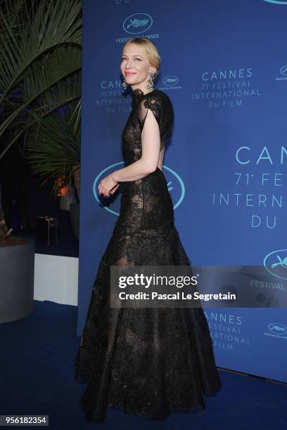 Jury president Cate Blanchett arrives at the Gala dinner during the 71st annual Cannes Film Festival at Palais des Festivals on May 8, 2018 in...