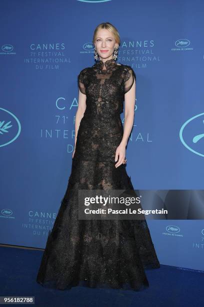 Jury president Cate Blanchett arrives at the Gala dinner during the 71st annual Cannes Film Festival at Palais des Festivals on May 8, 2018 in...