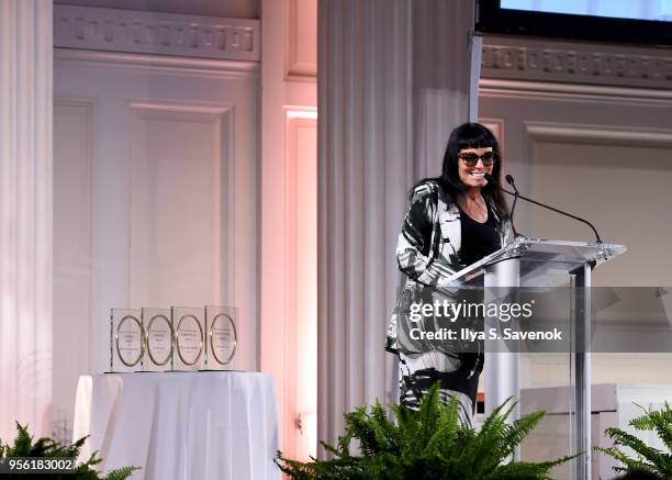 Norma Kamali speaks onstage at the David Lynch Foundation Women Of Vision Luncheon on May 8, 2018 in New York City.