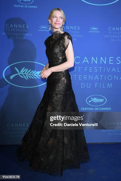 Jury president Cate Blanchett arrives at the Gala dinner during the 71st annual Cannes Film Festival at Palais des Festivals on May 8, 2018 in...