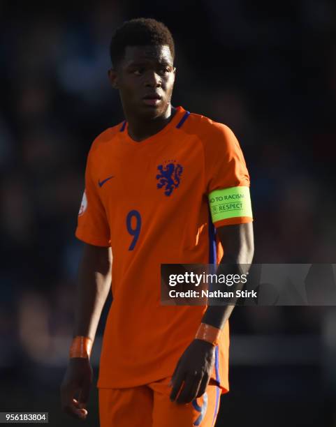 Daishawn Redan of Netherlands looks on during the UEFA European Under-17 Championship match between Netherlands and Spain at Pirelli Stadium on May...