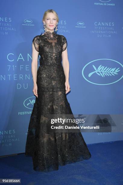 Jury president Cate Blanchett arrives at the Gala dinner during the 71st annual Cannes Film Festival at Palais des Festivals on May 8, 2018 in...