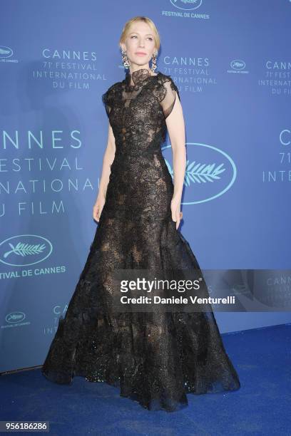 Jury president Cate Blanchett arrives at the Gala dinner during the 71st annual Cannes Film Festival at Palais des Festivals on May 8, 2018 in...