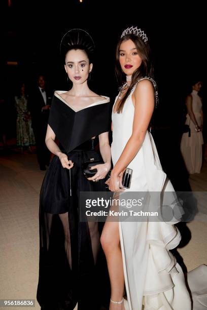 Lily Collins and Hailee Steinfeld attend the Heavenly Bodies: Fashion & The Catholic Imagination Costume Institute Gala at The Metropolitan Museum of...