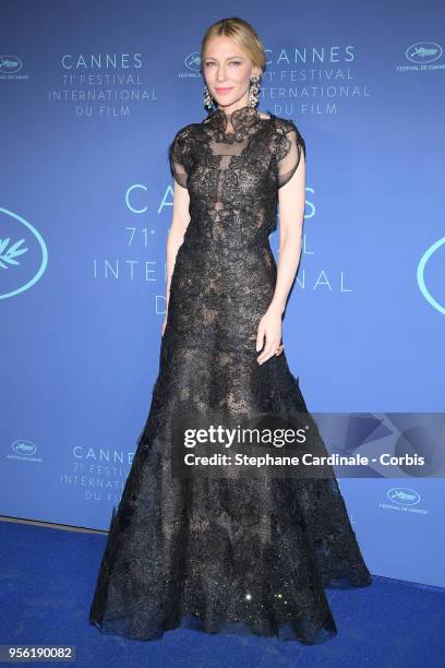 Jury president Cate Blanchett arrives at the Gala dinner during the 71st annual Cannes Film Festival at Palais des Festivals on May 8, 2018 in...