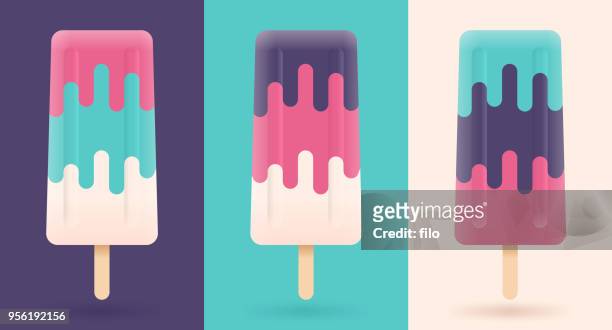 stockillustraties, clipart, cartoons en iconen met zomer ijslollys - flavored ice