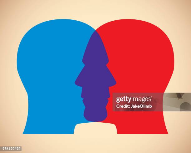 illustrations, cliparts, dessins animés et icônes de visages d’hommes qui se chevauchent - face à face