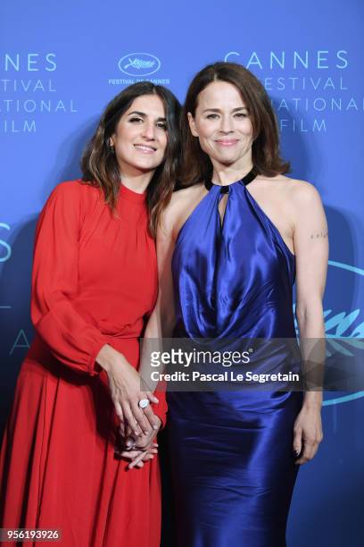 Suzanne Clement and Geraldine Nakache arrive at the Gala dinner during the 71st annual Cannes Film Festival at Palais des Festivals on May 8, 2018 in...