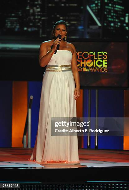 Host Queen Latifah onstage at the People's Choice Awards 2010 held at Nokia Theatre L.A. Live on January 6, 2010 in Los Angeles, California.