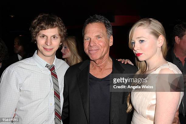 Actor Michael Cera, producer David Permut and actress Portia Doubleday attend the premiere of 'Youth in Revolt' at Mann Chinese 6 on January 6, 2010...