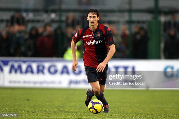 Davide Astori of Cagliari during the Serie A match between Cagliari and Roma at Stadio Sant'Elia on January 6, 2010 in Cagliari, Italy.