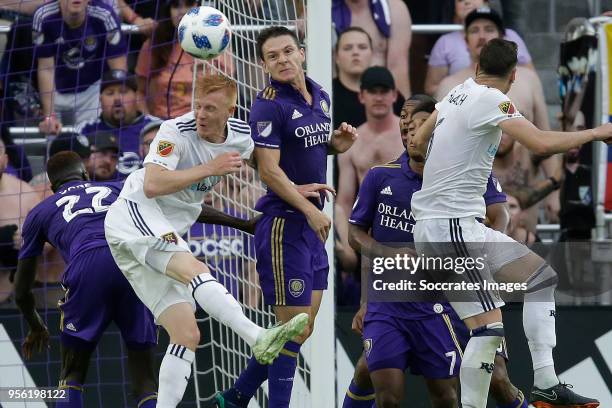 Justen Glad of Real Salt Lake , Will Johnson of Orlando City during the match between Orlando City v Real Salt Lake on May 6, 2018