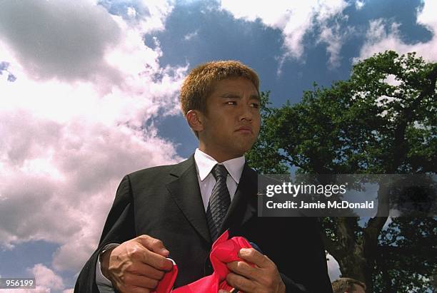 New Arsenal signing Japenese star Junichi Inamoto poses for the cameras during a press conference held in Colney, England. \ Mandatory Credit: Jamie...