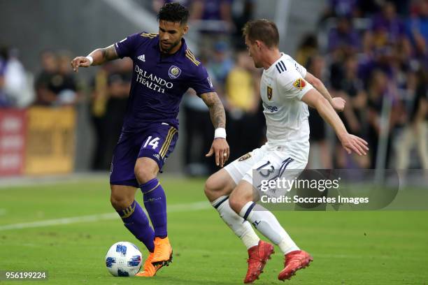 Dom Dwyer of Orlando City , Nick Besler of Real Salt Lake during the match between Orlando City v Real Salt Lake on May 6, 2018