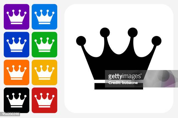 krone-symbol square buttonset - prince of orange stock-grafiken, -clipart, -cartoons und -symbole