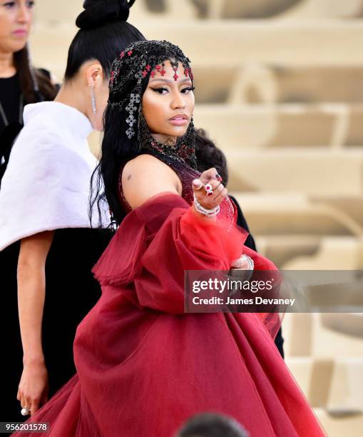 Nicki Minaj attends the Heavenly Bodies: Fashion & The Catholic Imagination Costume Institute Gala at The Metropolitan Museum of Art on May 7, 2018...