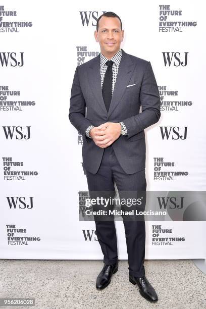Sports commentator and former professional baseball player Alex Rodriguez attends WSJ's The Future of Everything Festival at Spring Studios on May 8,...