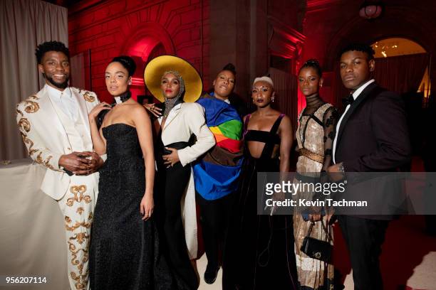 Chadwick Boseman, Tessa Thompson, Janelle Monae, Lena Waithe, Cynthia Erivo, Letitia Wright and John Boyega attend the Heavenly Bodies: Fashion & The...