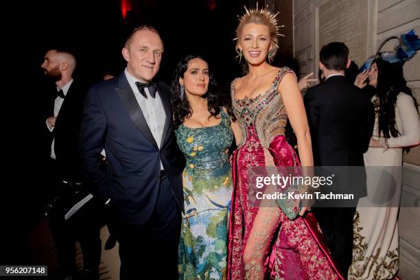 Francois-Henri Pinault, Salma Hayek and Blake Lively attend the Heavenly Bodies: Fashion & The Catholic Imagination Costume Institute Gala at The...