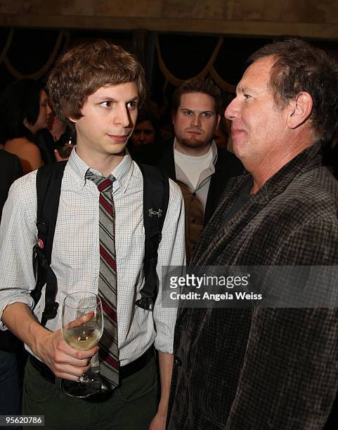 Actors Michael Cera and Garry Shandling attend the premiere of 'Youth in Revolt' after party at The Green Door on January 6, 2010 in Los Angeles,...