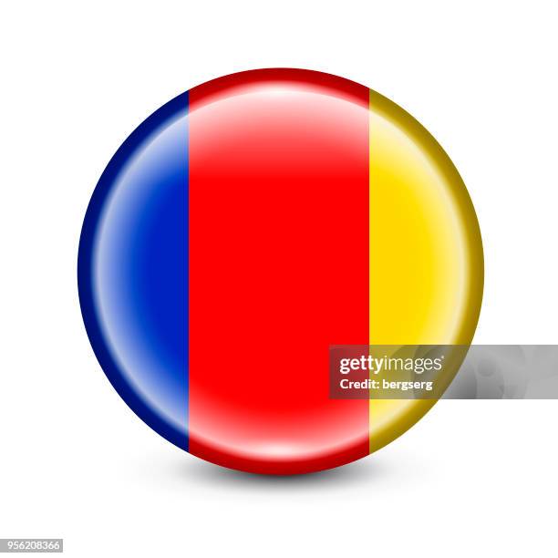 chad flag round button. vector illustration - chad flag stock illustrations