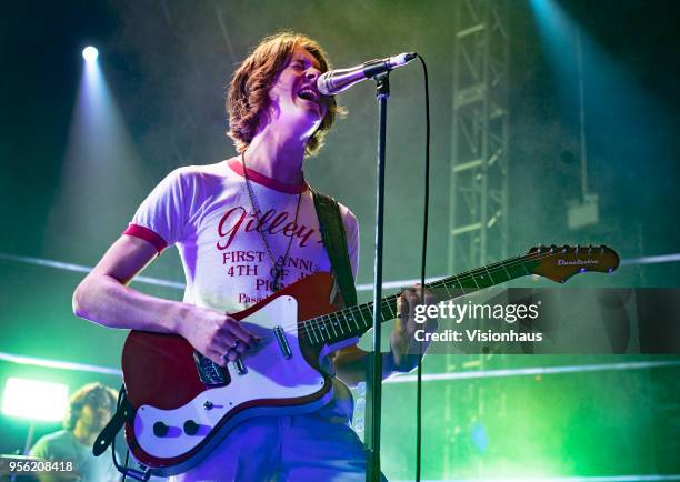 Tom Ogden, lead singer with Blossoms, performs with the band at the O2 Academy on May 5, 2018 in Leeds, England.