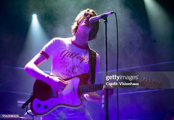 Tom Ogden, lead singer with Blossoms, performs with the band at the O2 Academy on May 5, 2018 in Leeds, England.