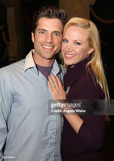 Actors Scott Bailey and Adrienne Frantz attend the premiere of 'Youth in Revolt' after party at The Green Door on January 6, 2010 in Los Angeles,...