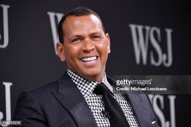Sports commentator and former professional baseball player Alex Rodriguez takes part in a panel during WSJ's The Future of Everything Festival at...
