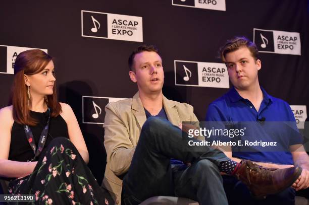 Composer Amie Doherty, Director of Global Member Services at ASCAP Ryan O'Grady and Director of Product Design at ASCAP Chris Guimarin speak onstage...