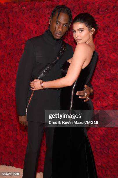 Travis Scott and Kylie Jenner attend the Heavenly Bodies: Fashion & The Catholic Imagination Costume Institute Gala at The Metropolitan Museum of Art...