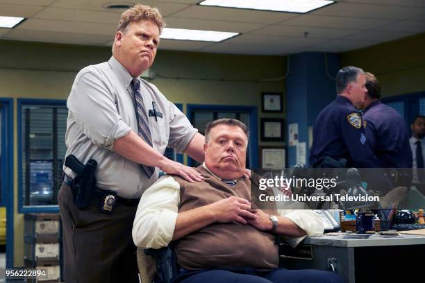 White Whale" Episode 521 -- Pictured: Dirk Blocker as Michael Hitchcock, Joel McKinnon Miller as Norm Scully --