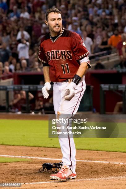 Pollock of the Arizona Diamondbacks reacts after scoring on an interference call by Alex Bregman of the Houston Astros in the sixth inning of the MLB...