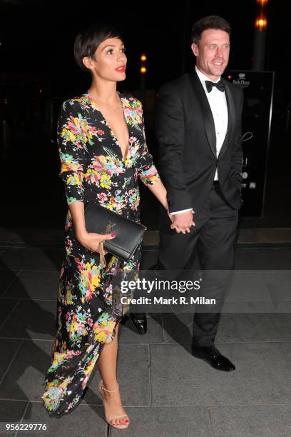 Frankie and Wayne Bridge leaving the Ben Foden testimonial dinner on May 8, 2018 in London, England.