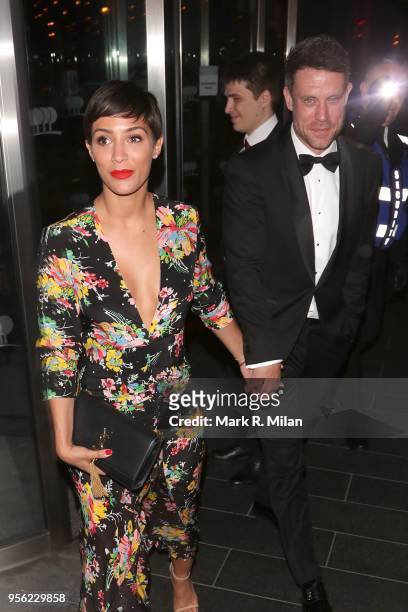 Frankie and Wayne Bridge leaving the Ben Foden testimonial dinner on May 8, 2018 in London, England.