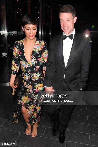 Frankie and Wayne Bridge leaving the Ben Foden testimonial dinner on May 8, 2018 in London, England.